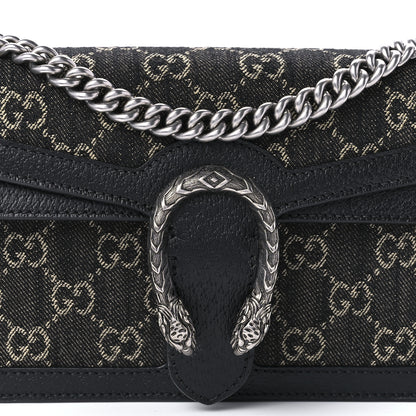 Gucci Jacquard Black Denim GG Monogram Textured Dollar Calfskin Small Dionysus Shoulder Bag Black Ivory 8 of 10