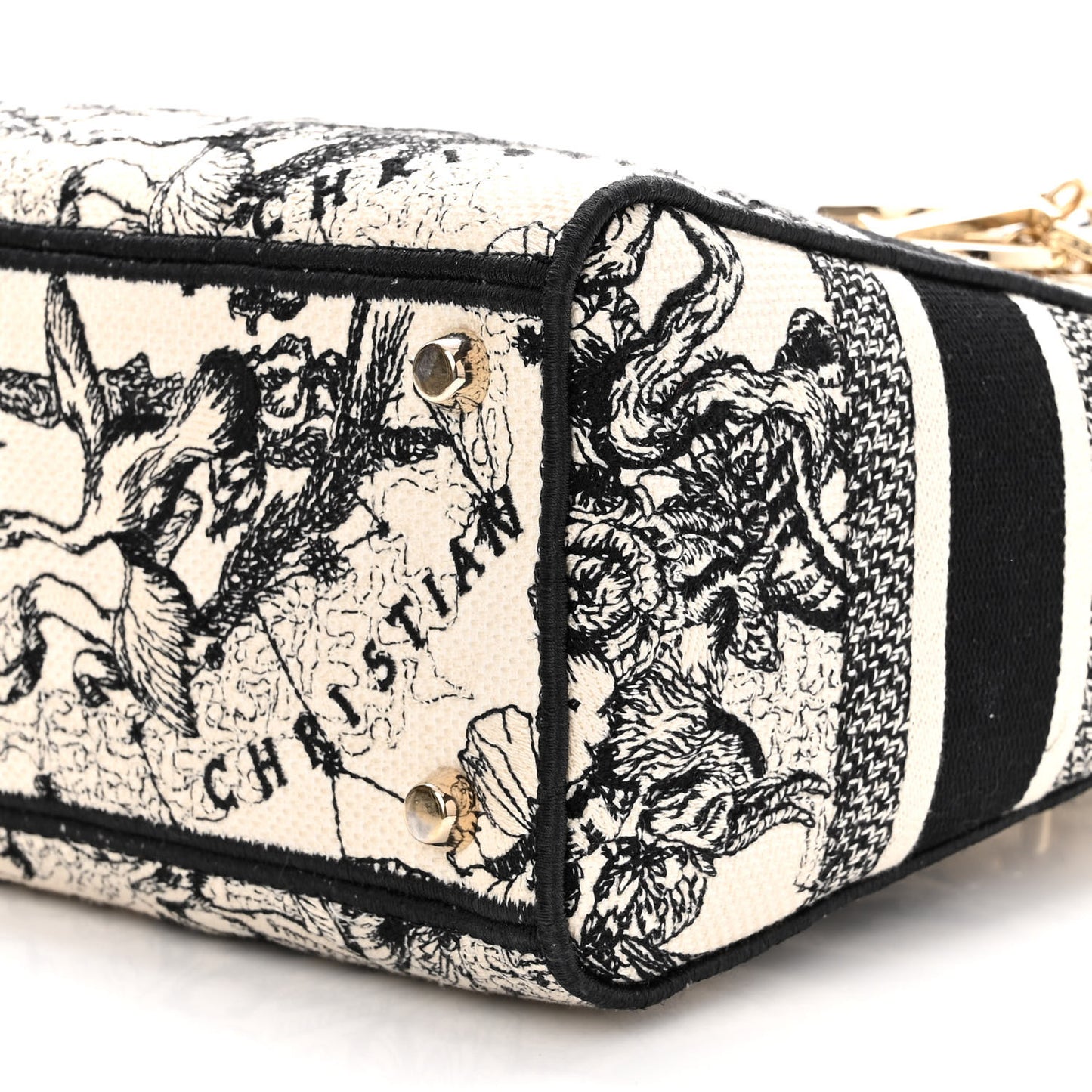 Canvas Embroidered Zodiac Toile De Jouy Medium Lady D-Lite Latte