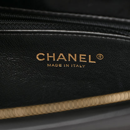 Chanel Calfskin Lizard Chevron Quilted Medium Coco Handle Flap Black 6 of 15