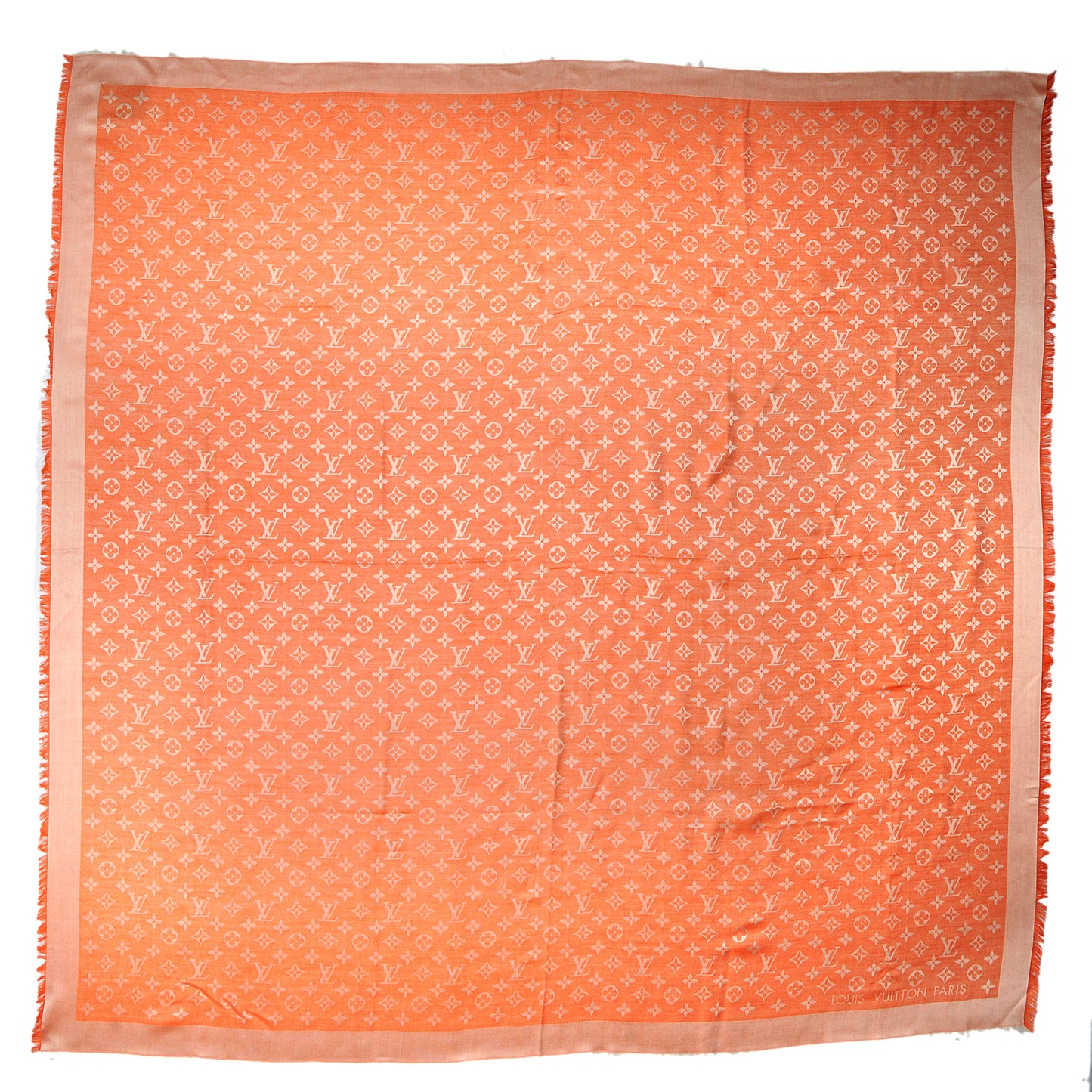 Wool Silk Monogram Denim Shawl Piment