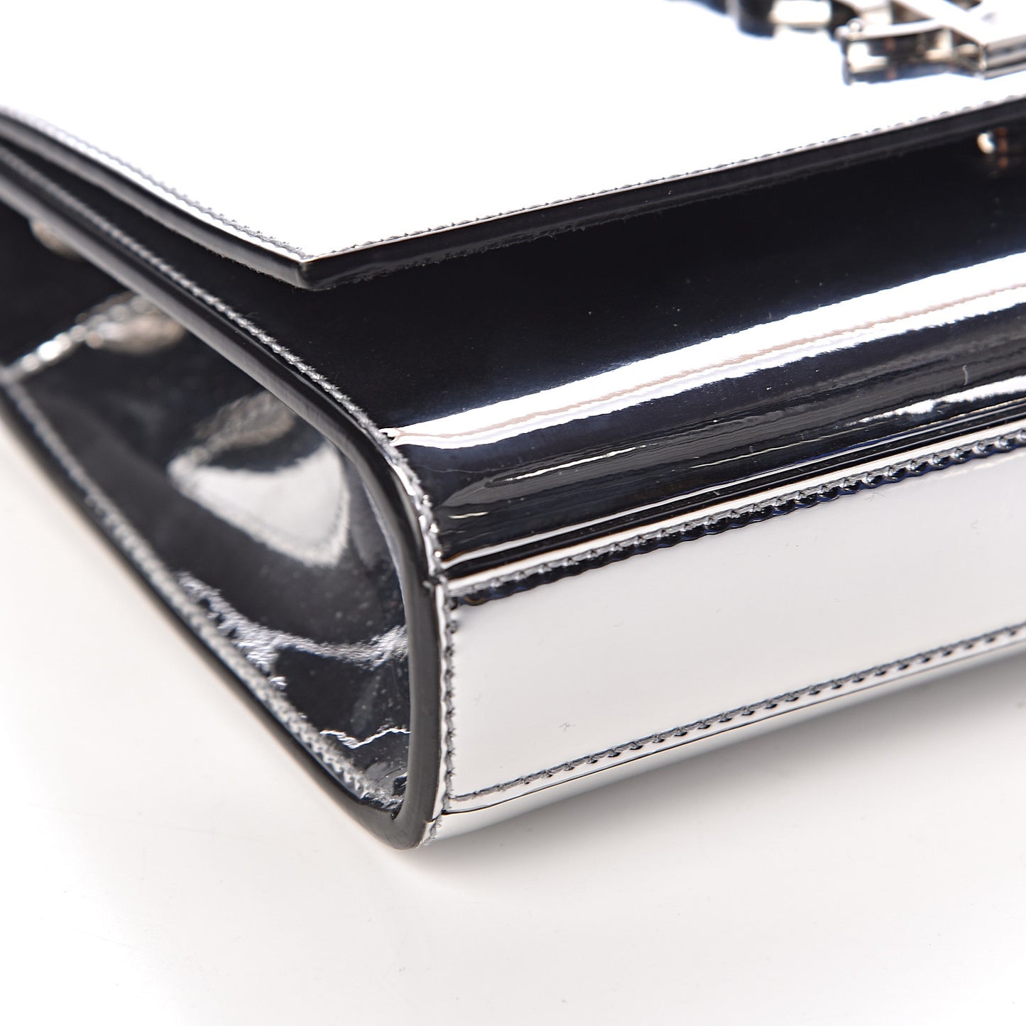 Patent Small Monogram Kate Satchel Silver