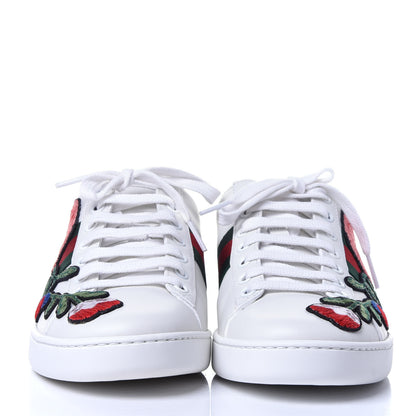Gucci Calfskin Web Floral Embroidered Ace Sneakers 38 White 2 of 12