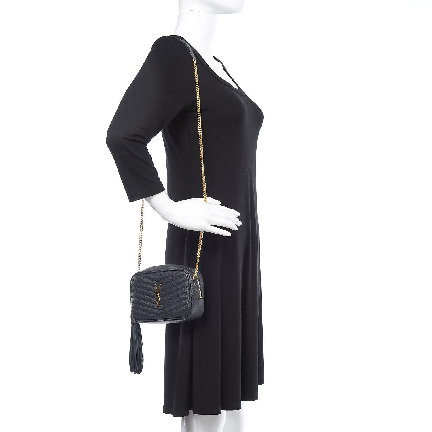 Saint Laurent Grain De Poudre Matelasse Monogram Mini Lou Camera Bag Dark Smog 2 of 10