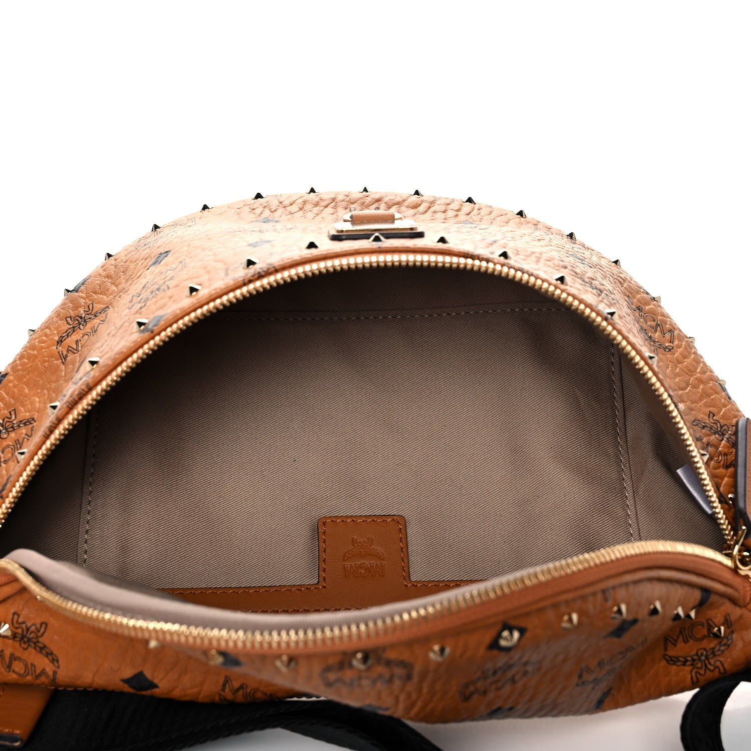 MCM Visetos Medium Studded Fursten Belt Bag Cognac 4 of 9
