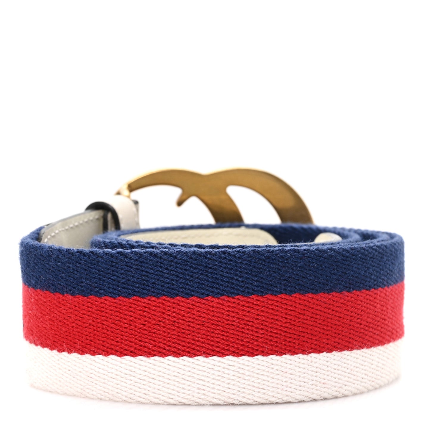 Nylon Calfskin Sylvie Web Double G 40mm Belt 95 38 Mystic White Hibiscus Red Maritime