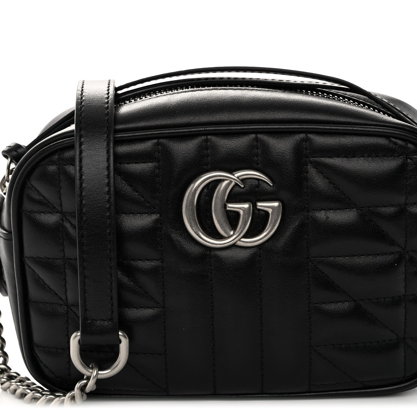 Calfskin Matelasse Aria Mini GG Marmont Chain Shoulder Bag Black