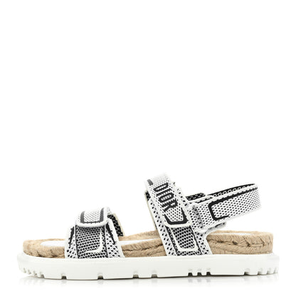 Christian Dior Technical Knit Jute Dioract 10mm Sandals 39 White Black 1 of 8