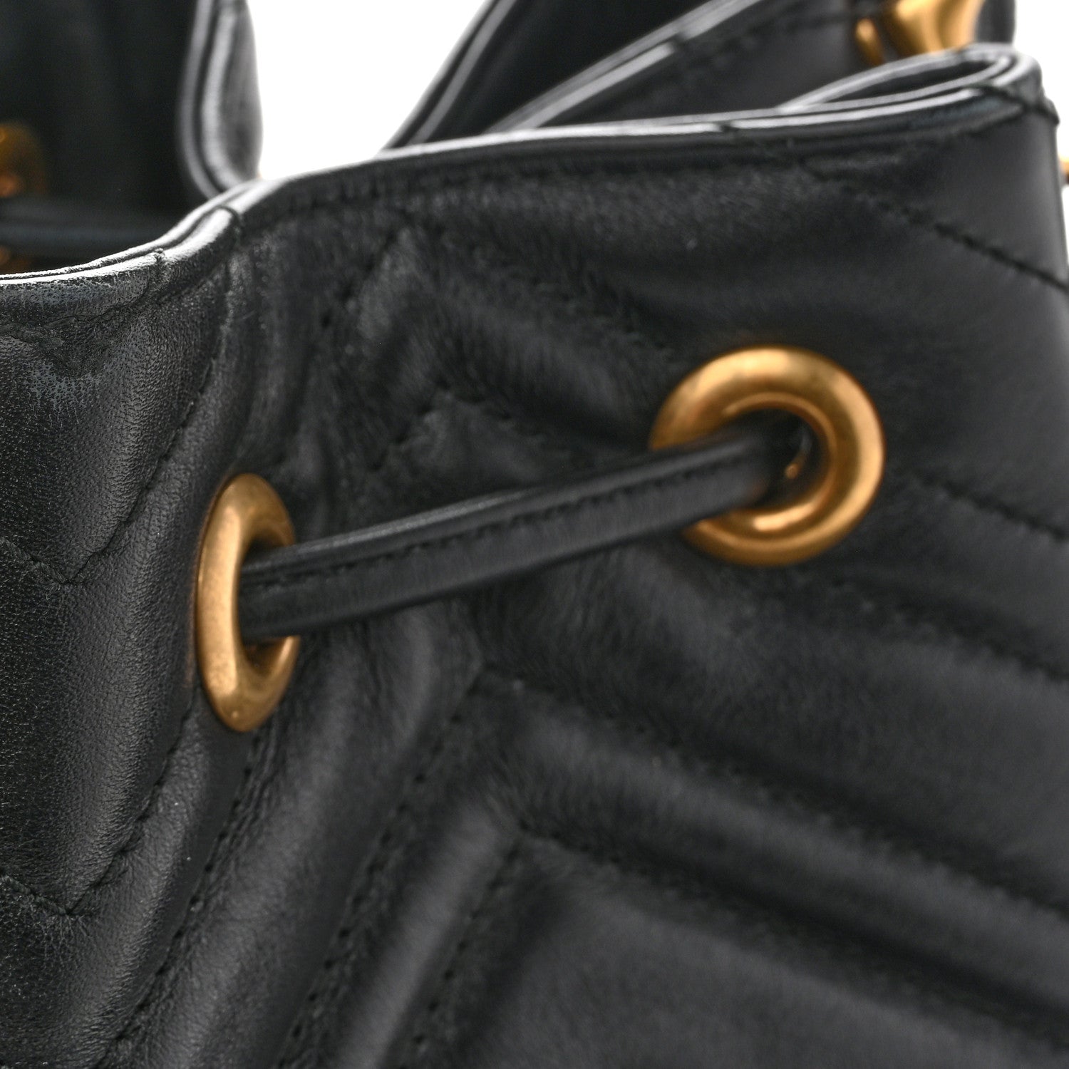 Gucci Calfskin Matelasse Sylvie Web GG Marmont Bucket Bag Black 11 of 15