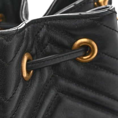 Gucci Calfskin Matelasse Sylvie Web GG Marmont Bucket Bag Black 11 of 15