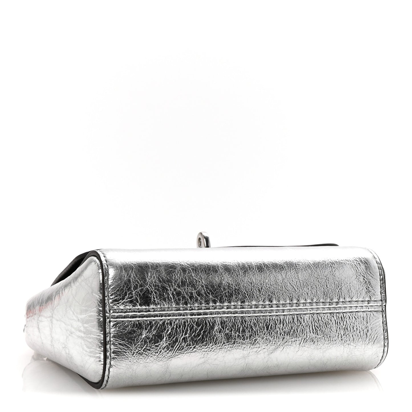 Metallic Crinkled Calfskin Mini Lily Silver