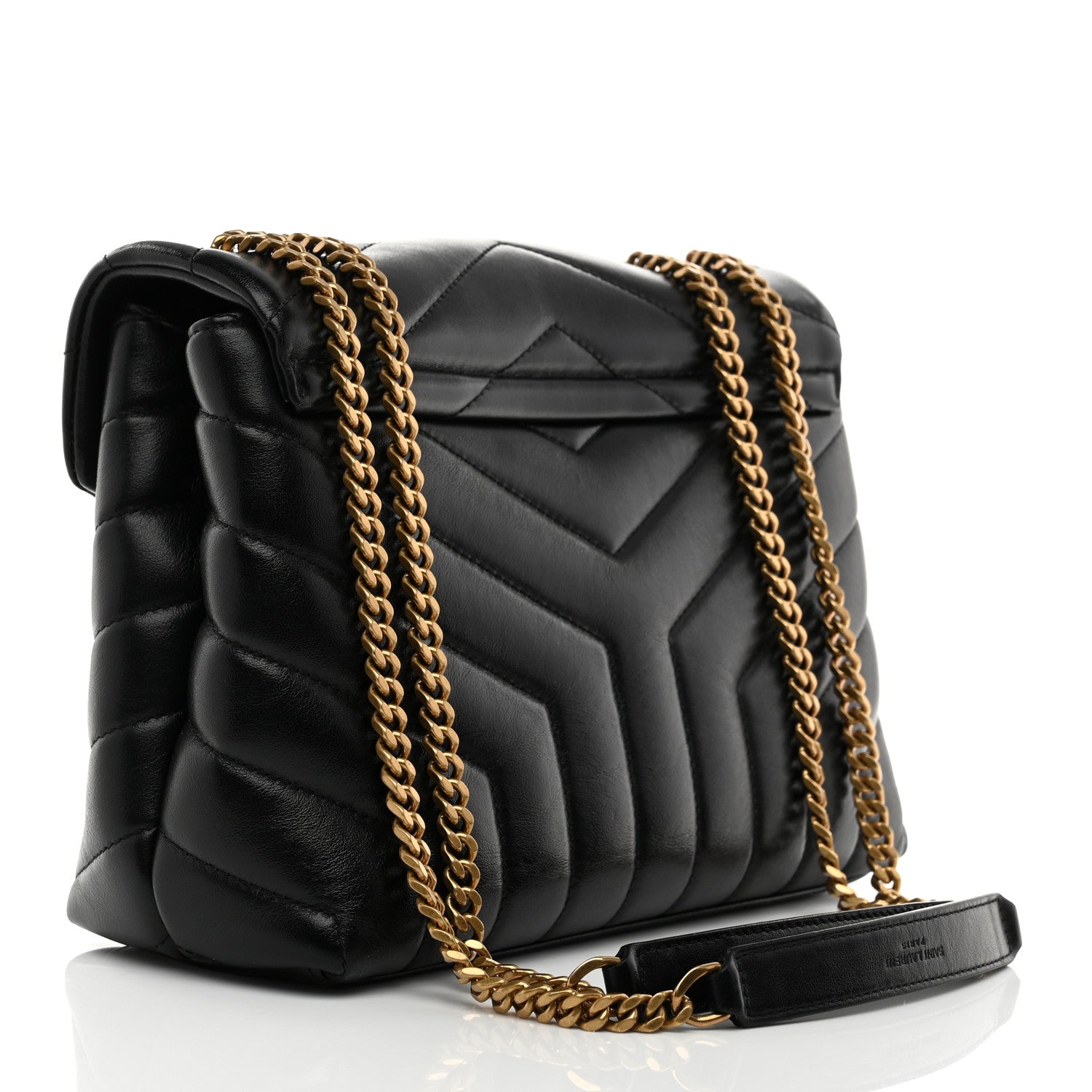 Saint Laurent Calfskin Y Quilted Monogram Small Loulou Chain Satchel Black 3 of 12