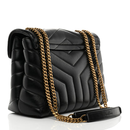 Saint Laurent Calfskin Y Quilted Monogram Small Loulou Chain Satchel Black 3 of 12