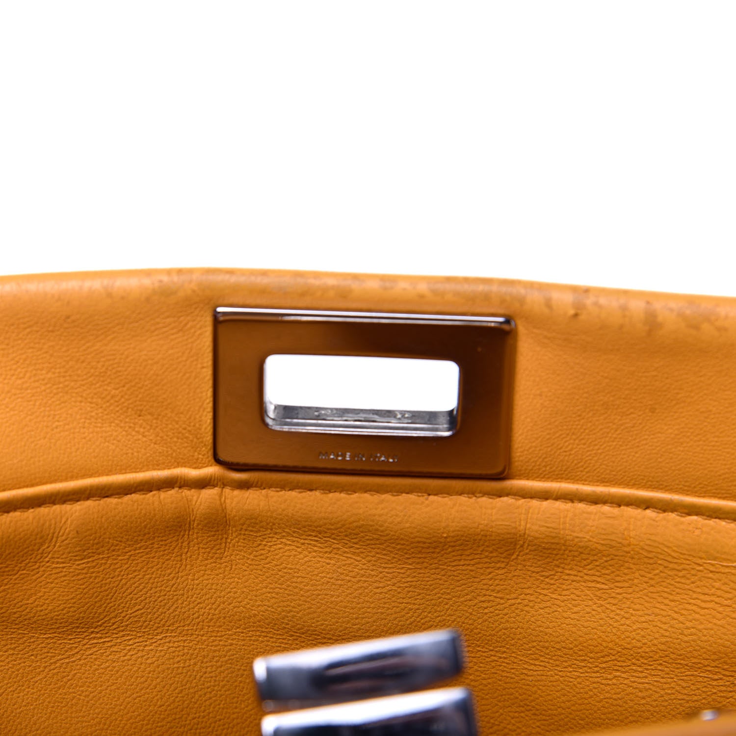 Fendi Nappa Mini Peekaboo Iconic Satchel Giallo Syrup 10 of 25