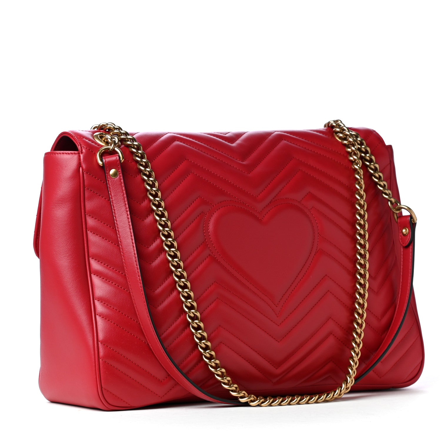 Gucci Calfskin Matelasse Large GG Marmont Shoulder Bag Hibiscus Red 2 of 4