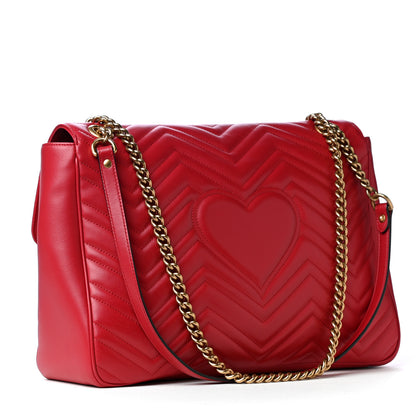 Gucci Calfskin Matelasse Large GG Marmont Shoulder Bag Hibiscus Red 2 of 4