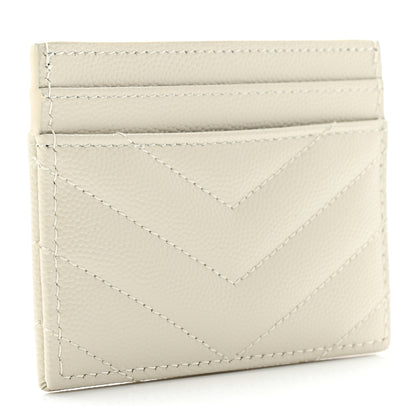 Saint Laurent Grain De Poudre Matelasse Chevron Monogram Credit Card Case Crema Soft 3 of 8