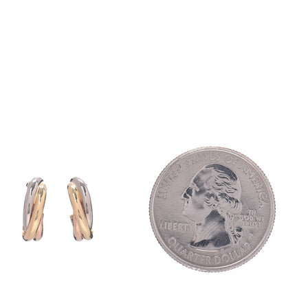 Cartier 18K Pink Yellow White Gold Small Trinity Hoop Earrings 2 of 5