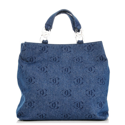 Chanel Denim Large CC Tote Dark Navy Blue 1 of 8