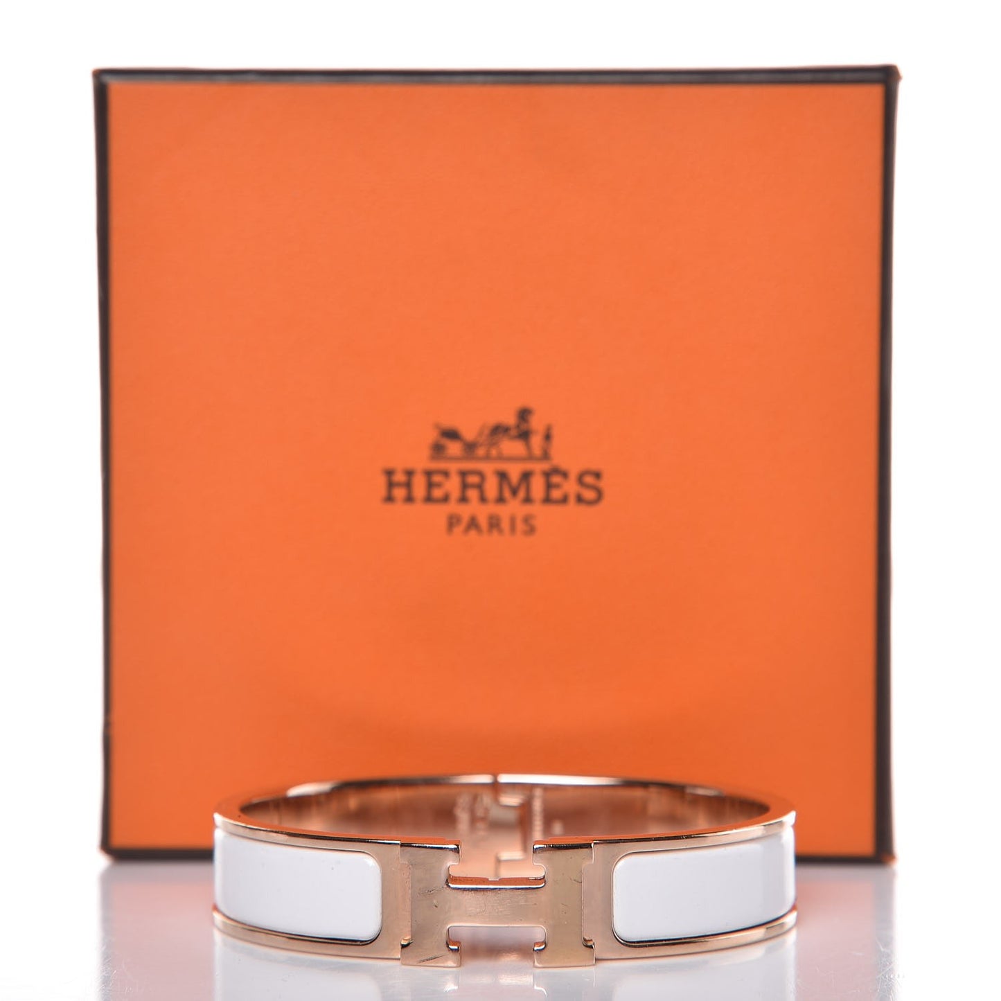 Enamel Narrow Clic Clac H Bracelet PM White