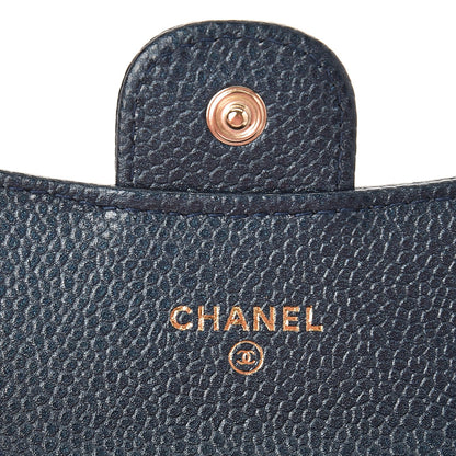 Chanel Metallic Caviar Quilted Card Holder Blue 6 of 10