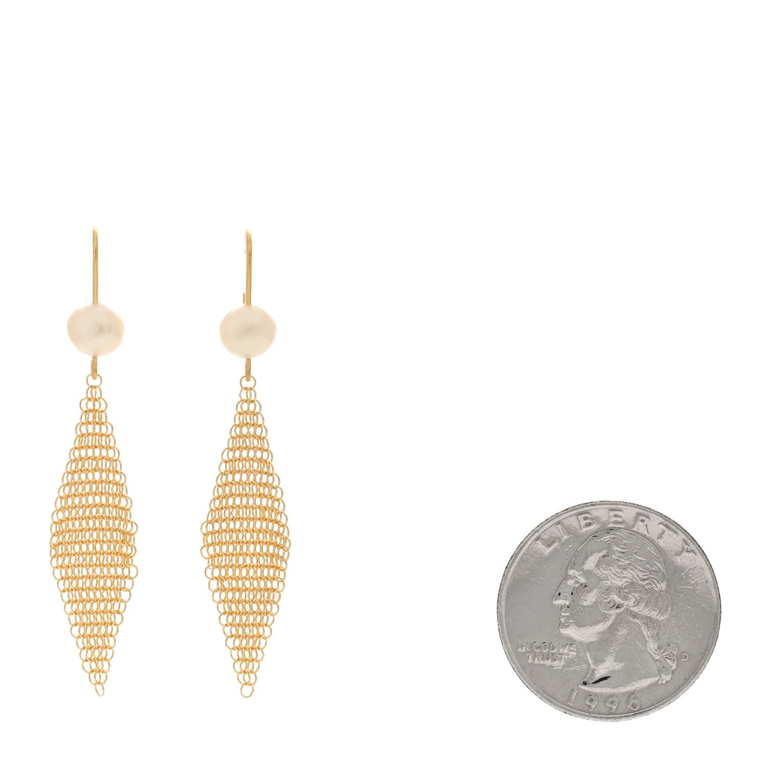 Tiffany 18K Yellow Gold Pearl Mesh Earrings 2 of 4