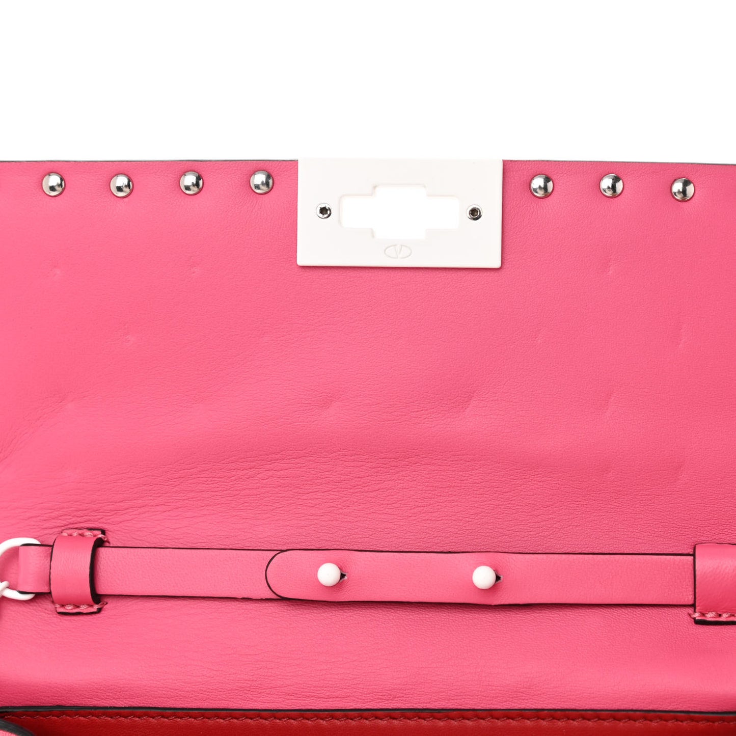 Lambskin Free Rockstud Spike Wallet On Chain Shadow Pink
