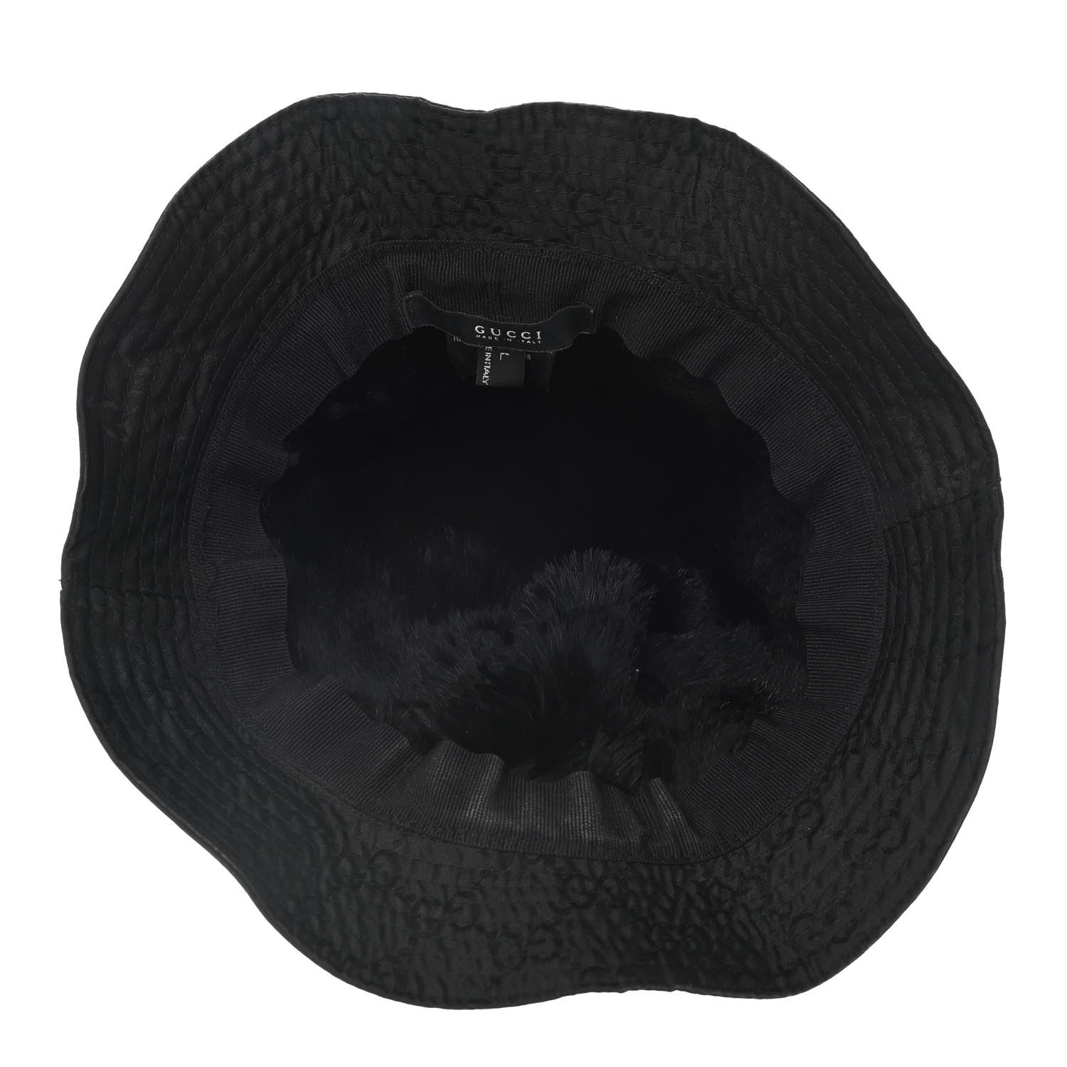 Gucci Nylon Lapin Fur Monogram Bucket Hat L Black 4 of 8