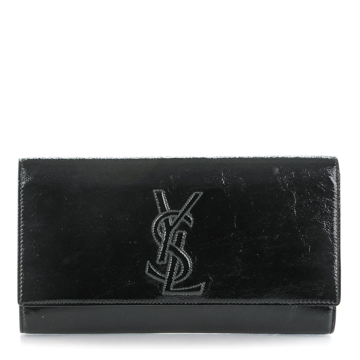 Textured Patent Monogram Large Belle De Jour Clutch Black