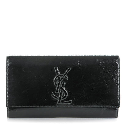 Saint Laurent Textured Patent Monogram Large Belle De Jour Clutch Black 1 of 8