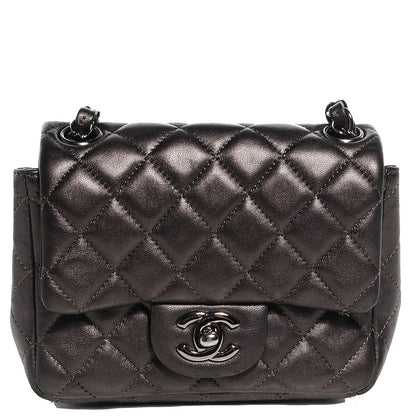 Chanel Lambskin Quilted Mini Square Flap Metallic Dark Grey 1 of 9