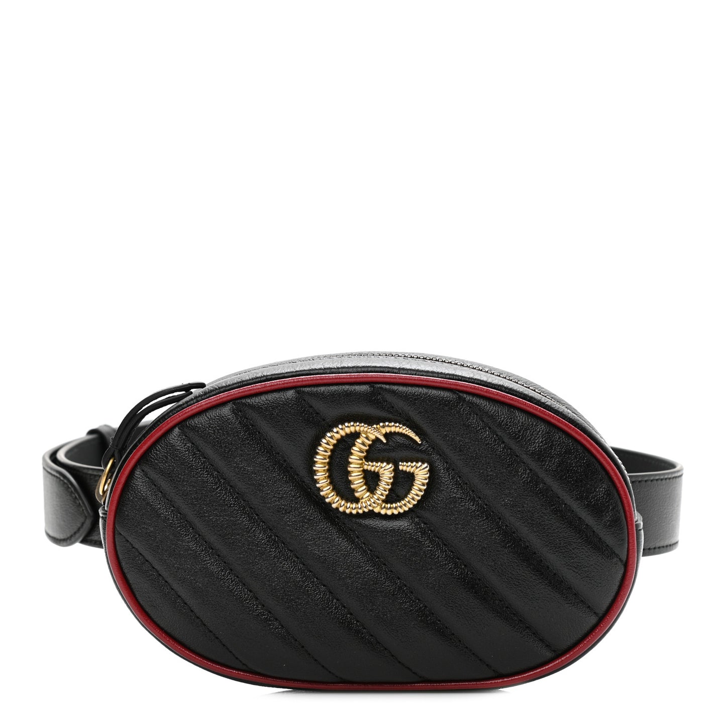 Azalea Calfskin Matelasse Diagonal Torchon GG Marmont Belt Bag 75 30 Black Romantic Cerise