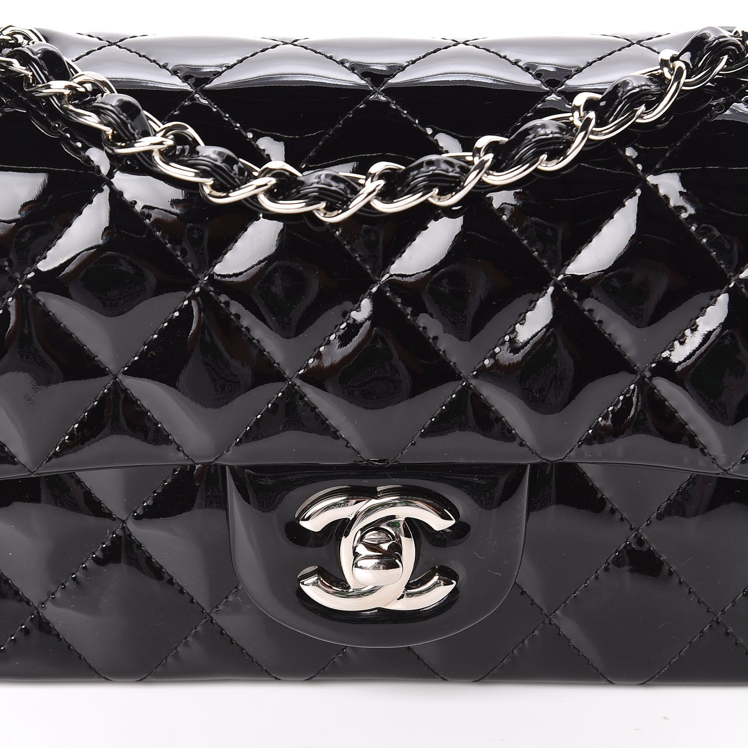 Chanel Patent Calfskin Quilted Mini Rectangular Flap Black 10 of 10