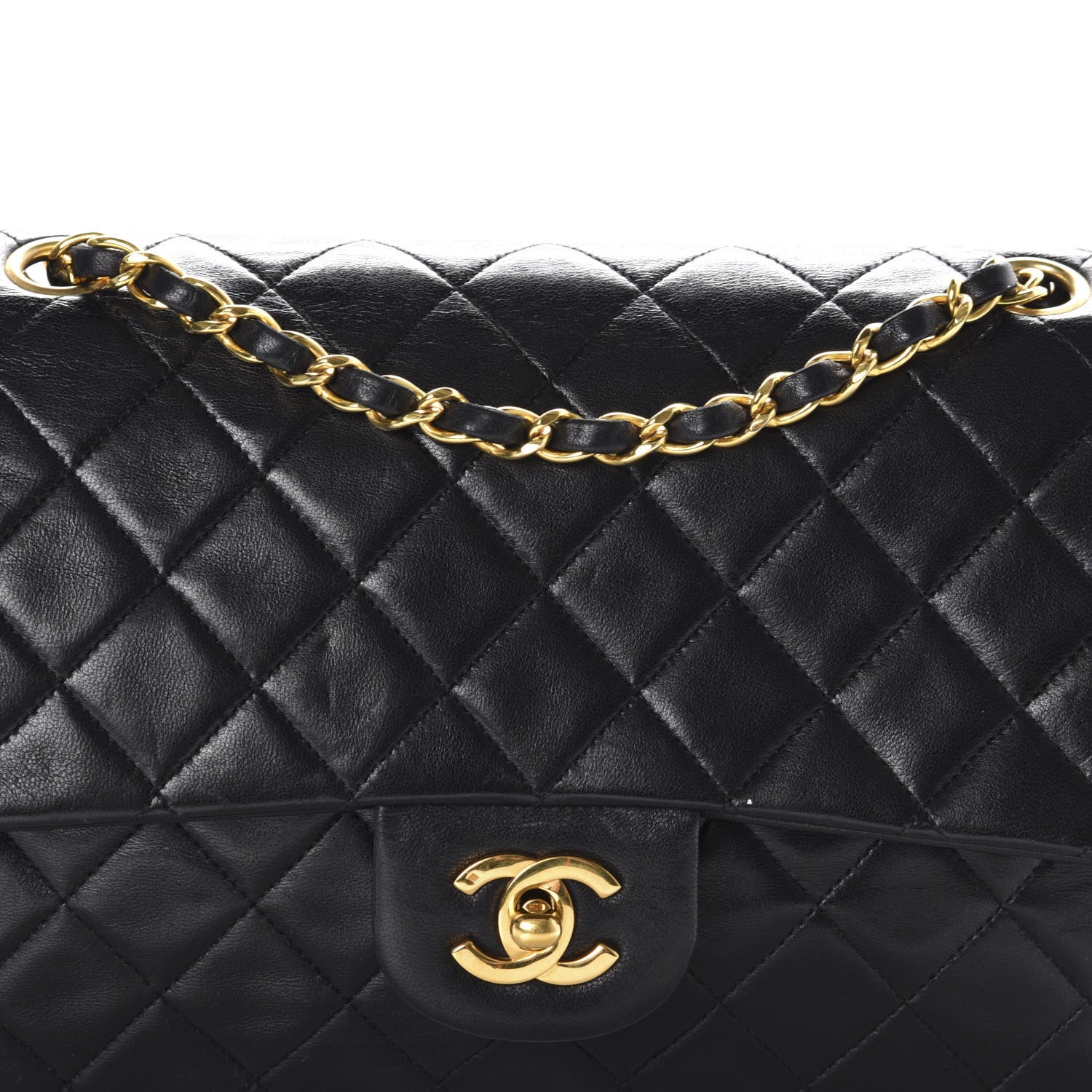 Chanel Lambskin Quilted Medium Double Flap Black 11 of 11
