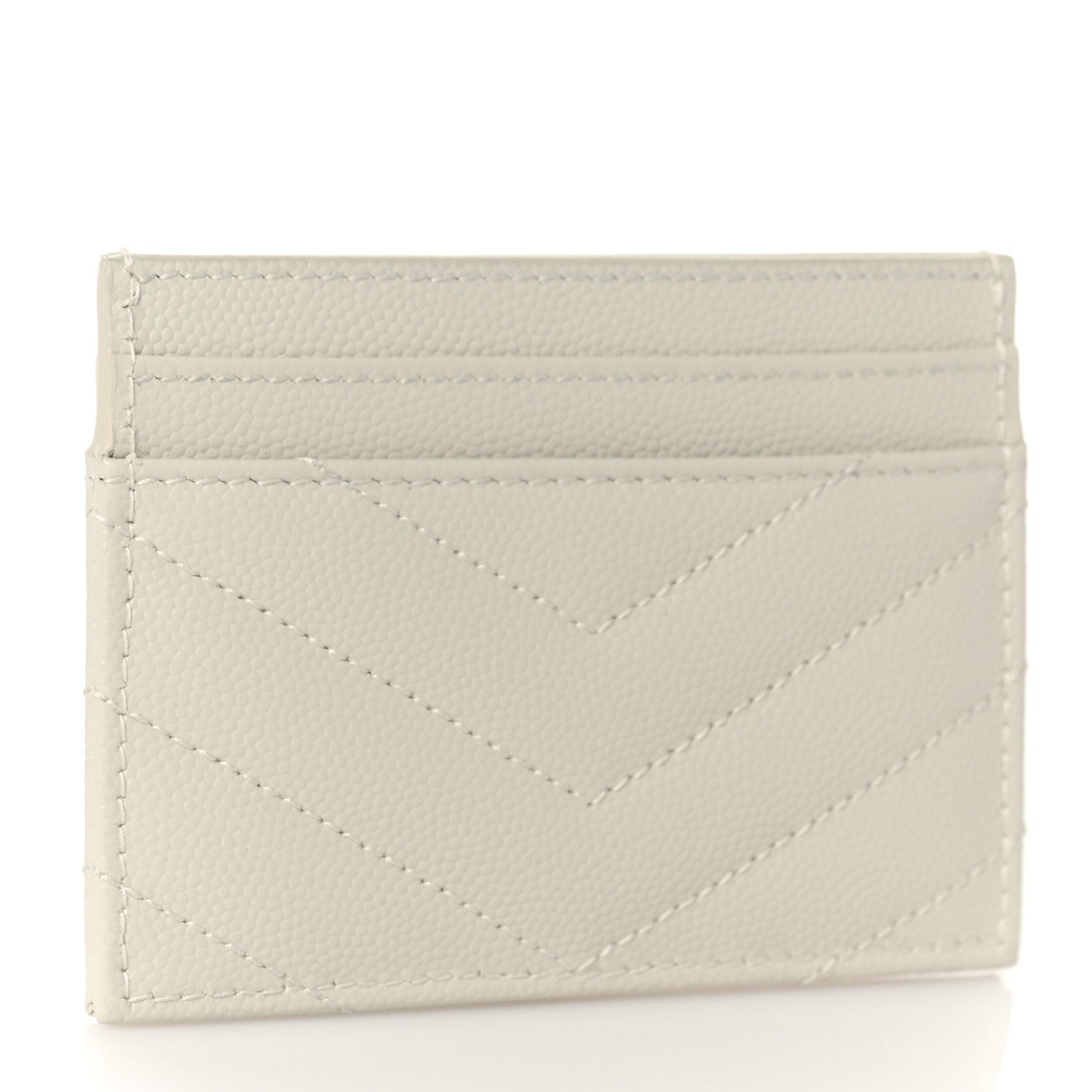 Saint Laurent Grain De Poudre Matelasse Chevron Monogram Credit Card Case Crema Soft 3 of 8
