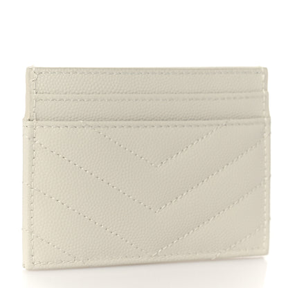 Saint Laurent Grain De Poudre Matelasse Chevron Monogram Credit Card Case Crema Soft 3 of 8