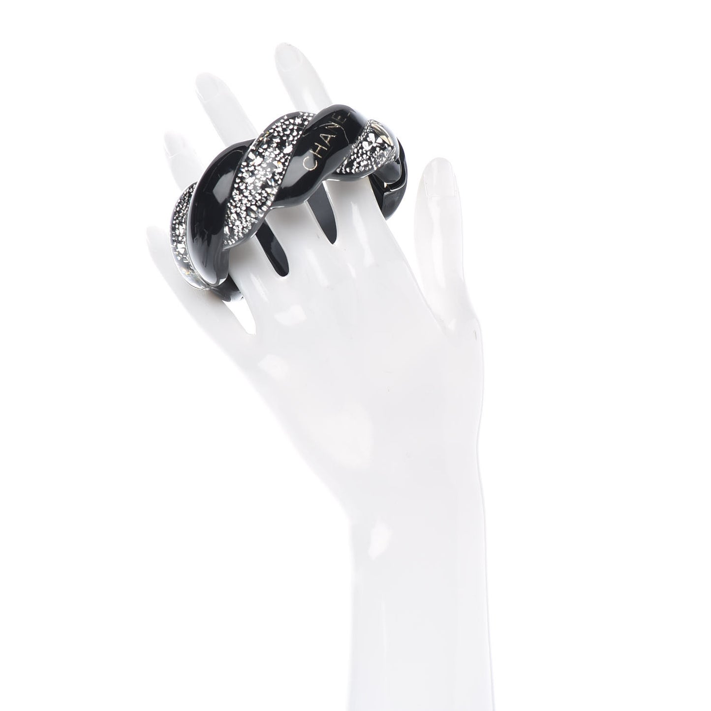 Resin Crystal CC Cuff Bracelet Black