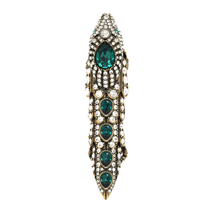 Gucci Metal Crystal Snake Finger Ring Aged Gold 1 of 4