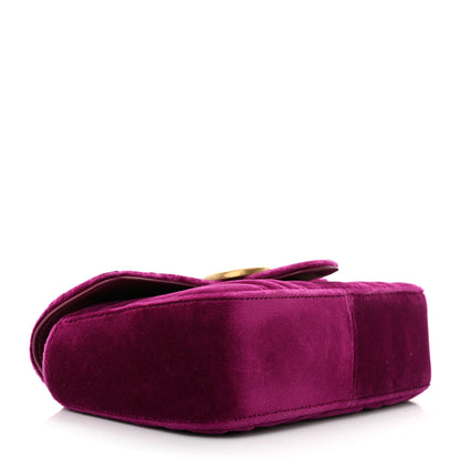 Gucci Velvet Matelasse Mini GG Marmont Shoulder Bag Fuchsia Violet Cyclamen 4 of 14
