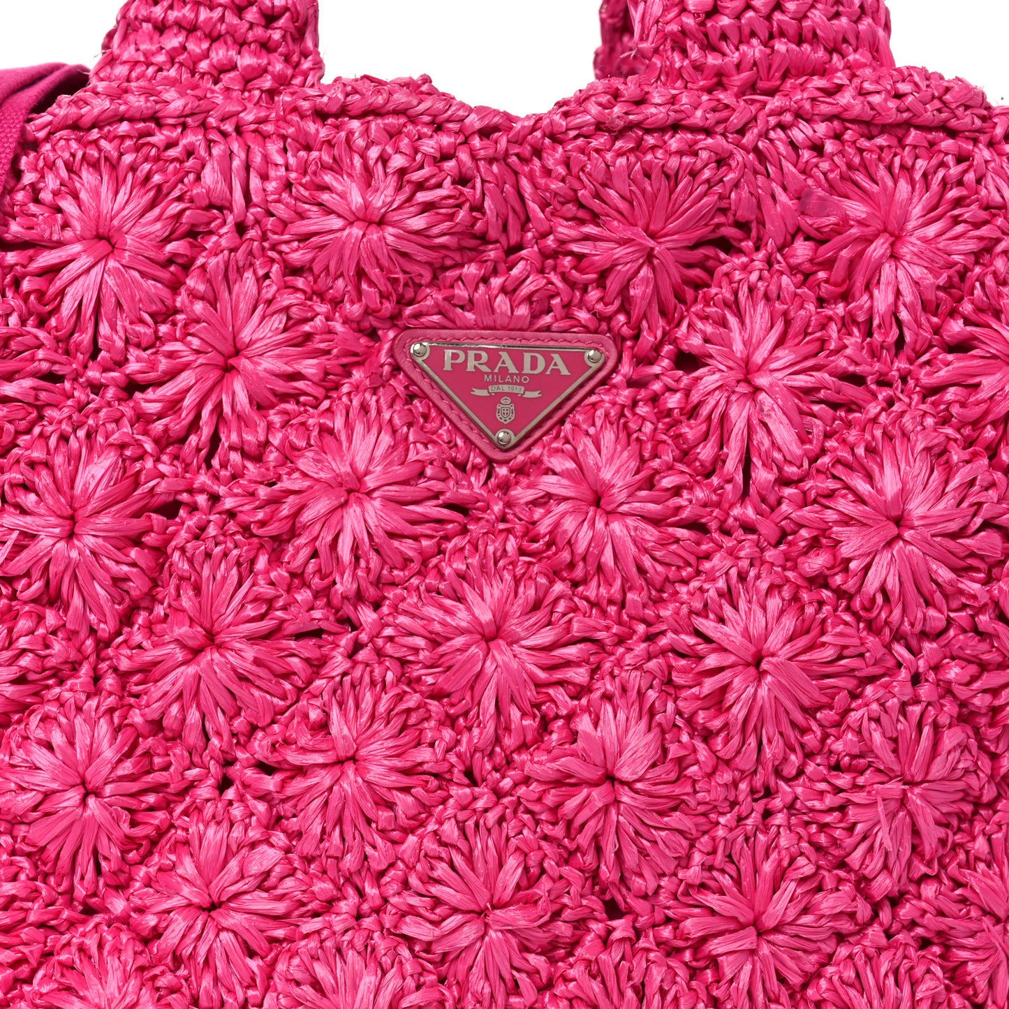 Raffia Crochet Tote Fuchsia