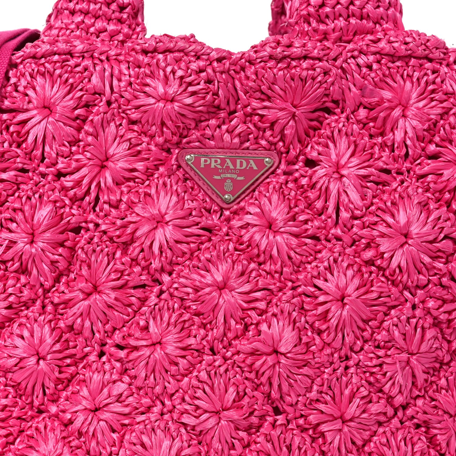 Prada Raffia Crochet Tote Fuchsia 8 of 10