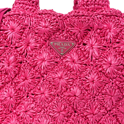 Prada Raffia Crochet Tote Fuchsia 8 of 10