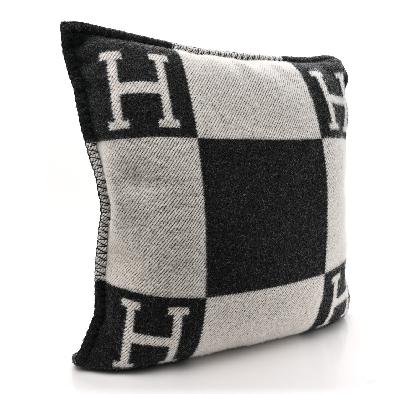 Hermes Wool Cashmere Avalon Pillow PM Ecru Gris Fonce 2 of 4