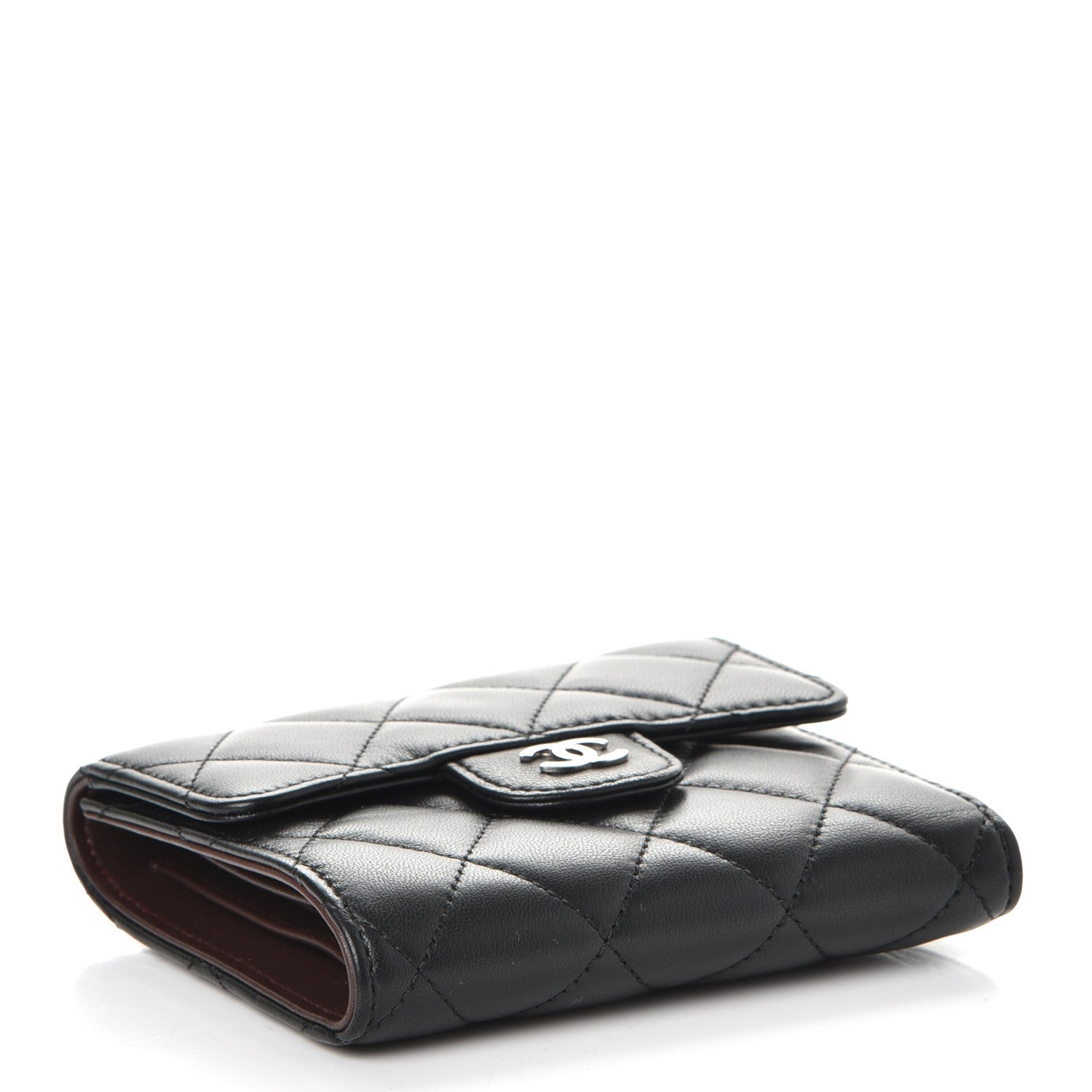Chanel Lambskin Quilted Small Compact Wallet Black 4 of 9