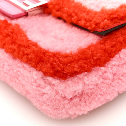 Fendi Shearling Shiny Nappa Micro Baguette Bubblegum Rosso 8 of 8