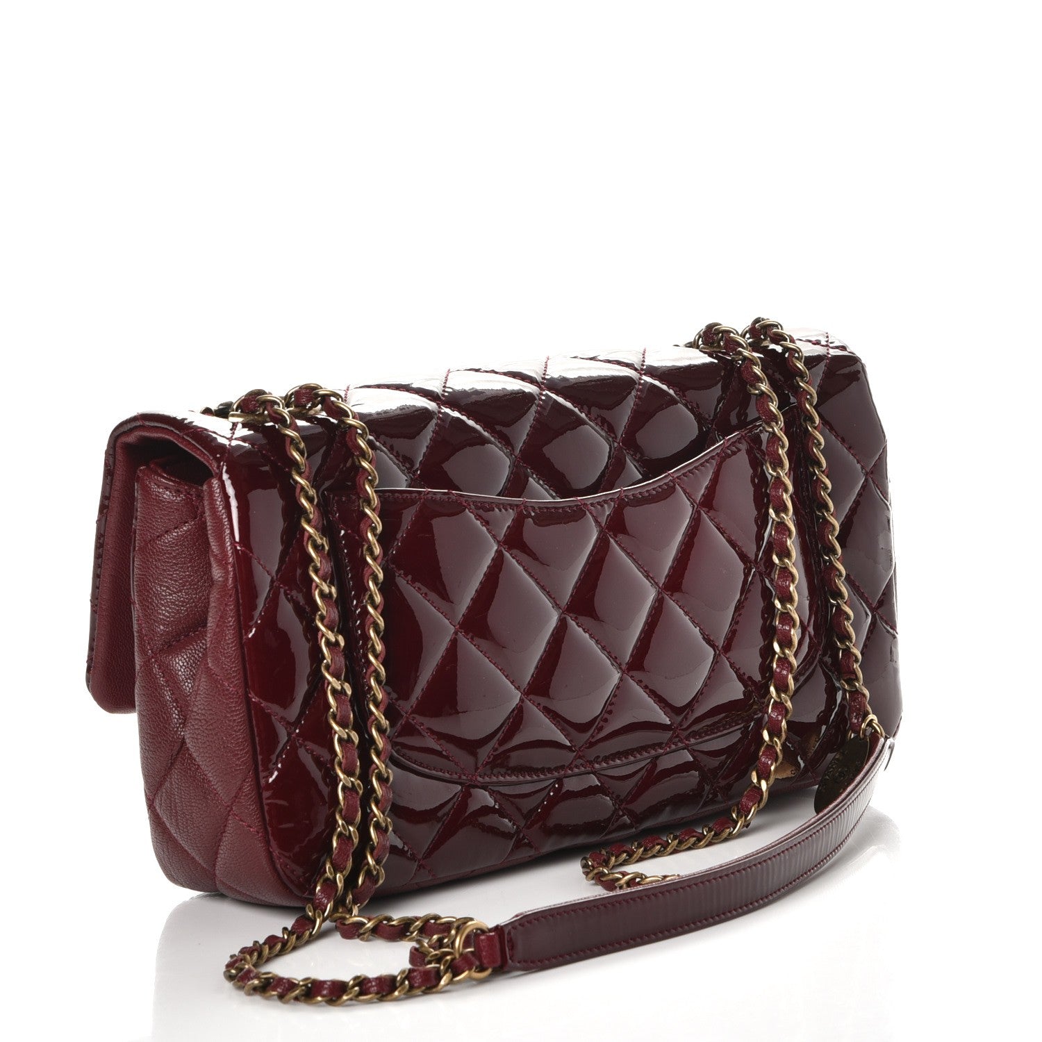 Chanel Patent Goatskin Quilted Medium CC Eyelet Flap Burgundy 4 of 9