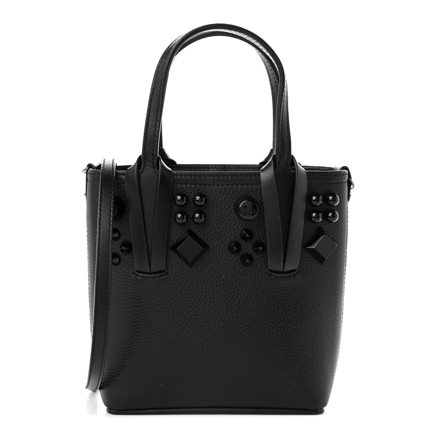Christian Louboutin Calfskin Empire Spike Monochrome Studded Mini North South Cabata Tote Black 1 of 11
