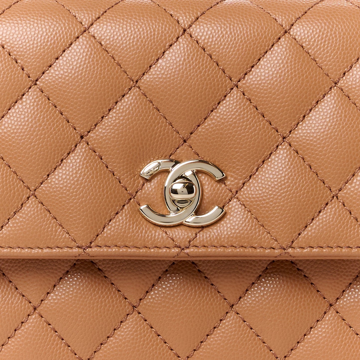 Caviar Quilted Mini Coco Handle Flap Brown