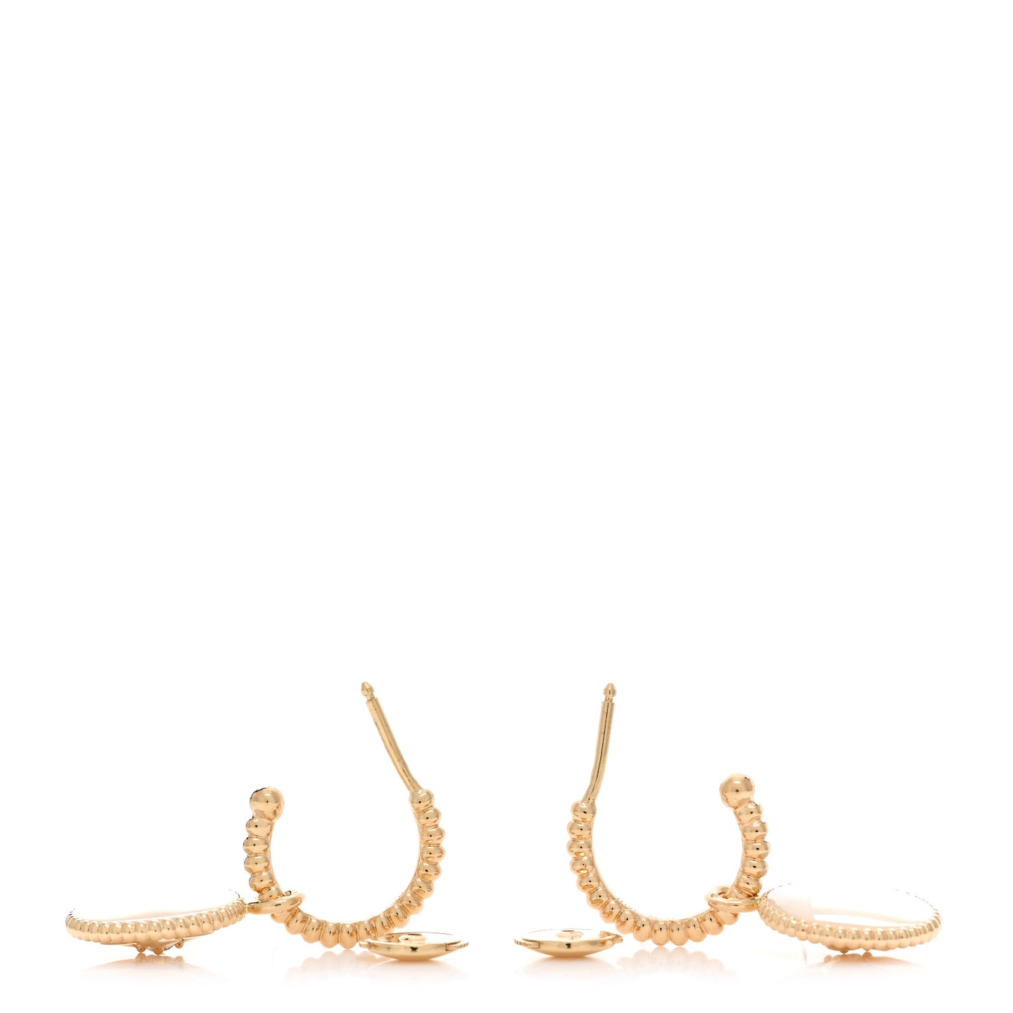 18K Yellow Gold Diamond Mother of Pearl Rose Des Vents Drop Earrings
