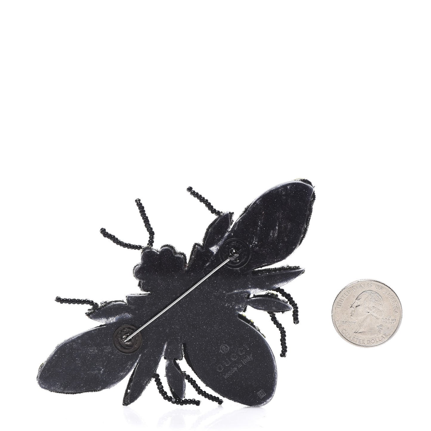 Metal Crystal Bee Brooch Black Yellow