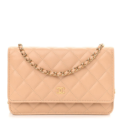 Chanel Caviar Quilted Wallet On Chain WOC Beige 1 of 11